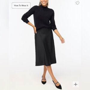 J. Crew Black satin slip skirt size large